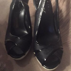 Bcbg black wedge sandals size 6.5